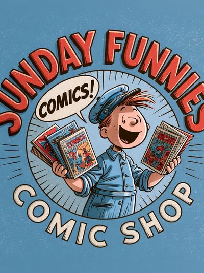 Sunday Funnies Comic Shop Poster. poster print