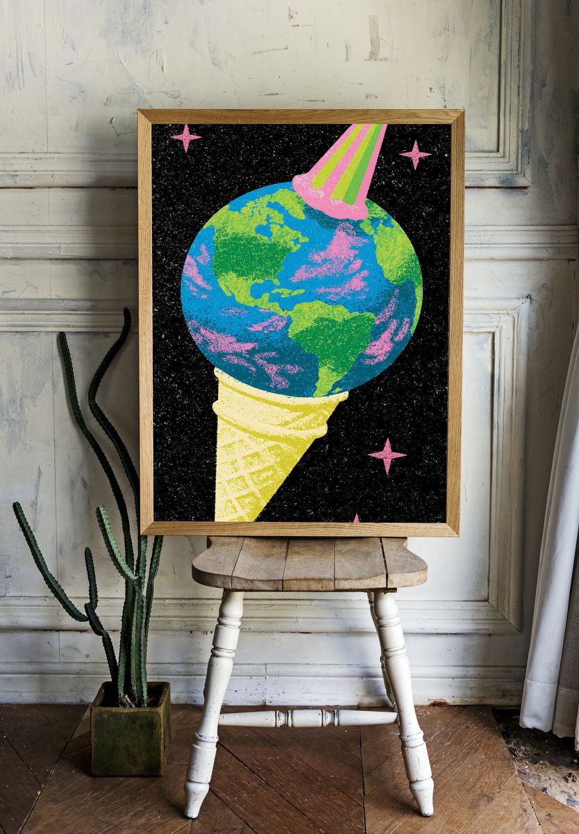 Cosmic Ice Cream Earth Poster. — room view 1