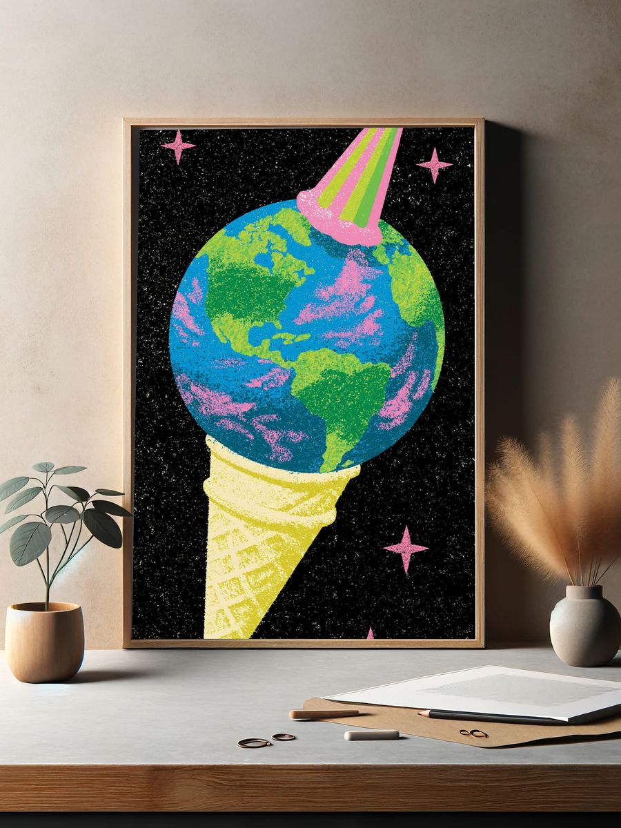 Cosmic Ice Cream Earth Poster. — room view 2