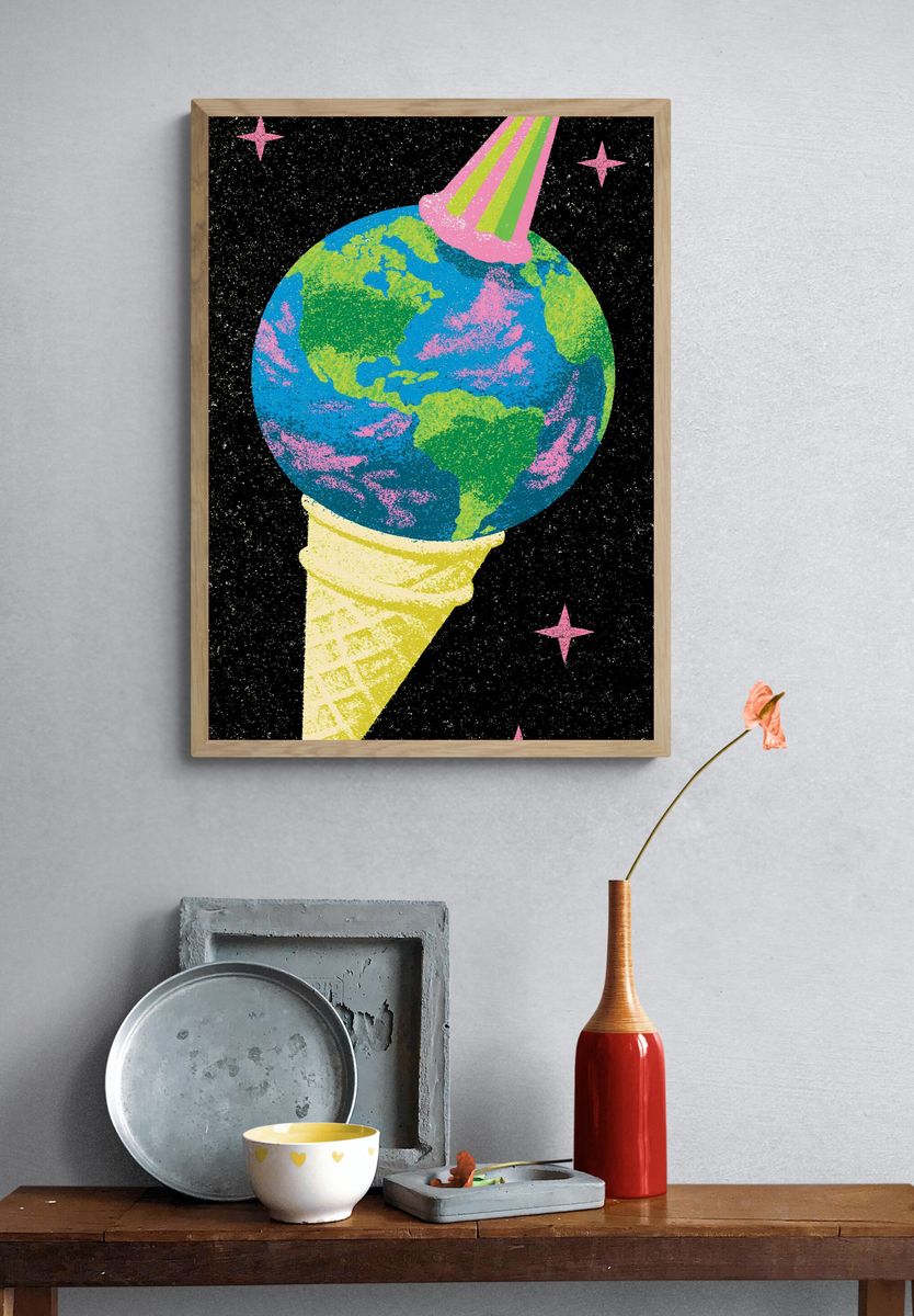 Cosmic Ice Cream Earth Poster. — room view 3