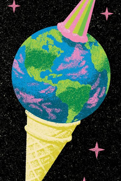 Cosmic Ice Cream Earth Poster. poster print
