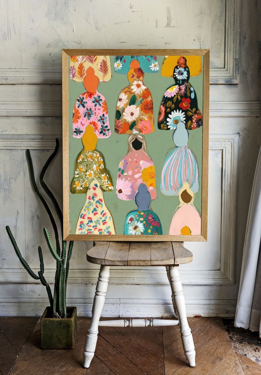 Floral Figures Illustration Poster. — room view 1