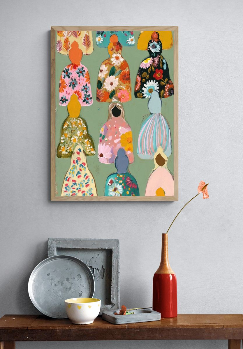 Floral Figures Illustration Poster. — room view 3