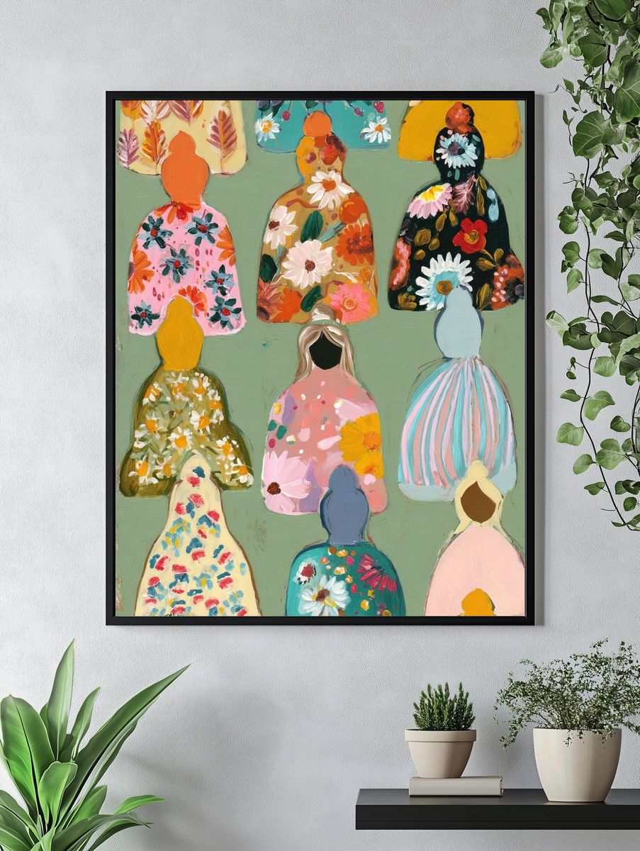 Floral Figures Illustration Poster. — room view 4