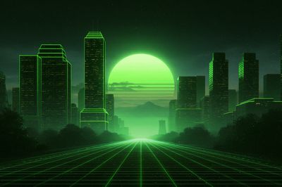 Neon Cyberpunk Cityscape Poster. poster