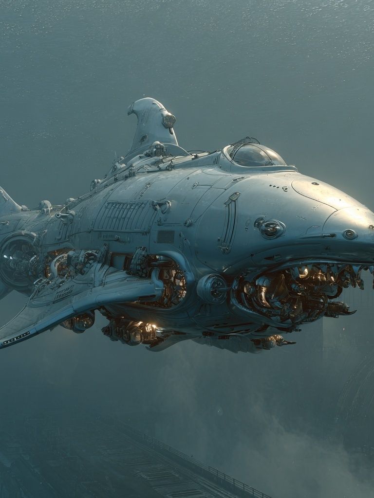 Submarine Whale Sci-Fi Print. poster detail