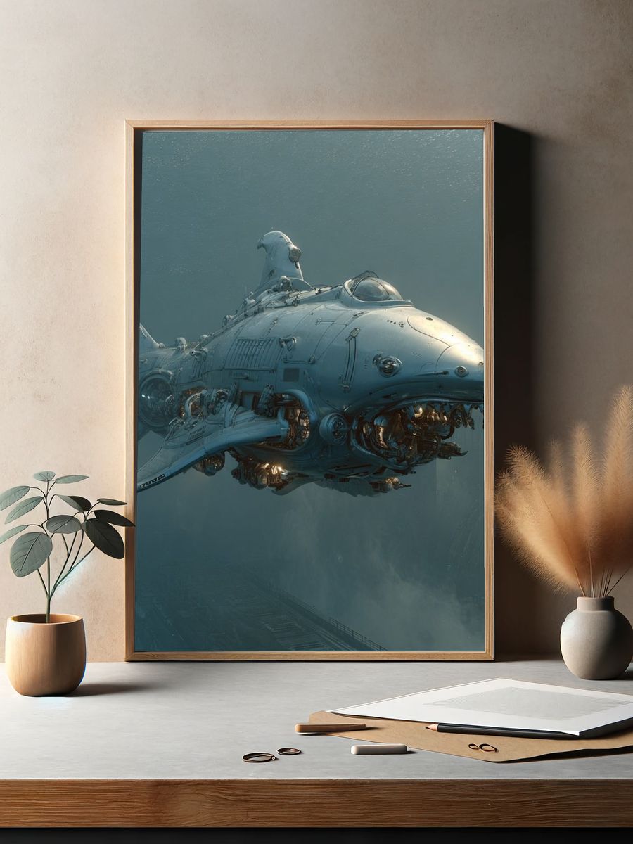 Submarine Whale Sci-Fi Print. — room view 2