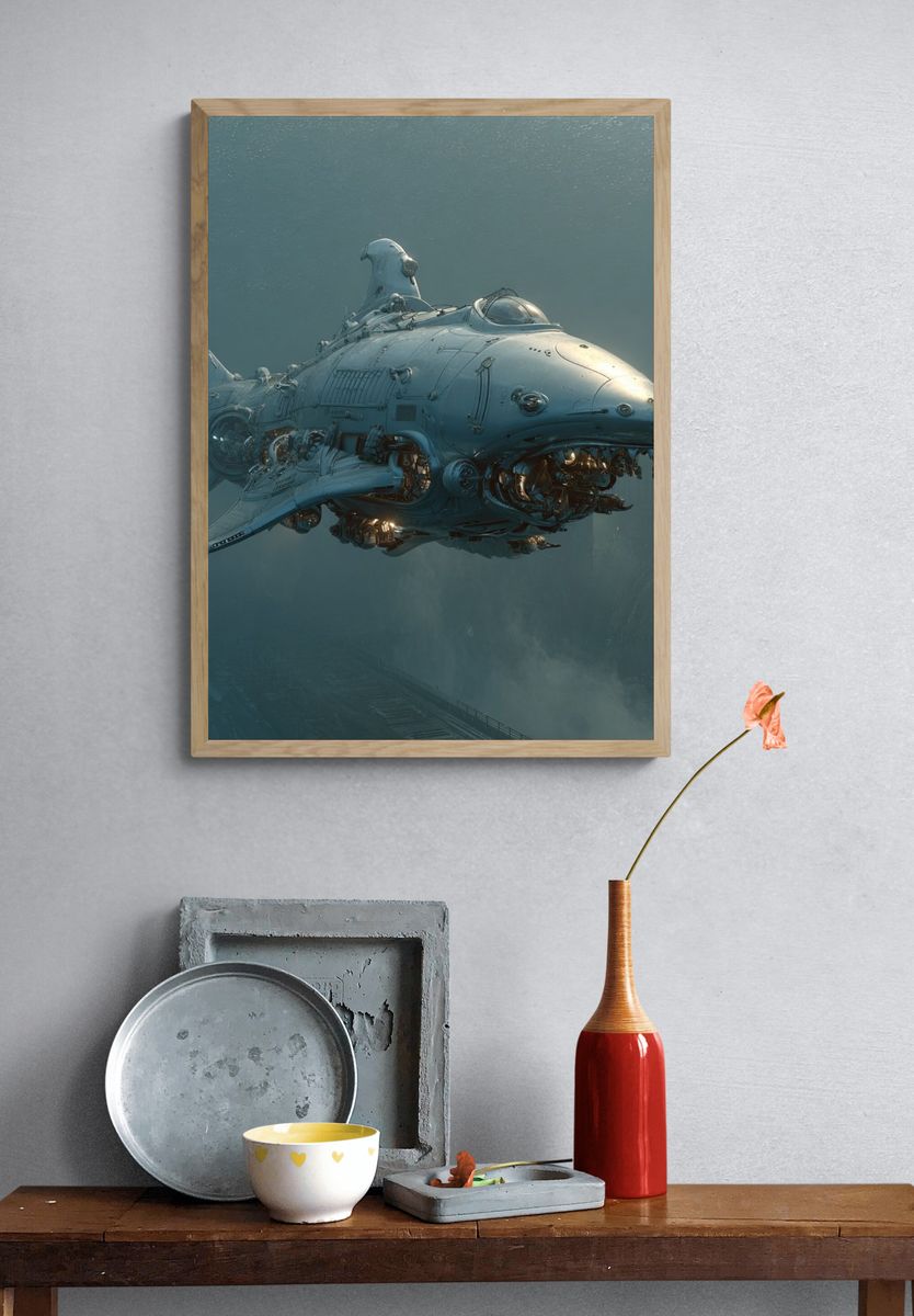Submarine Whale Sci-Fi Print. — room view 3