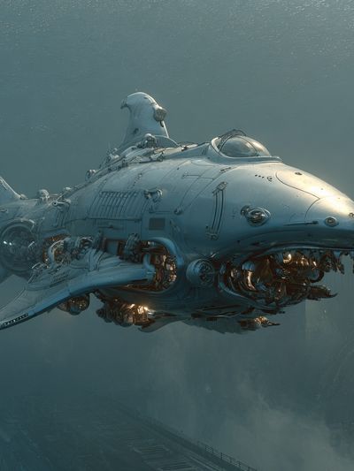 Submarine Whale Sci-Fi Print. poster