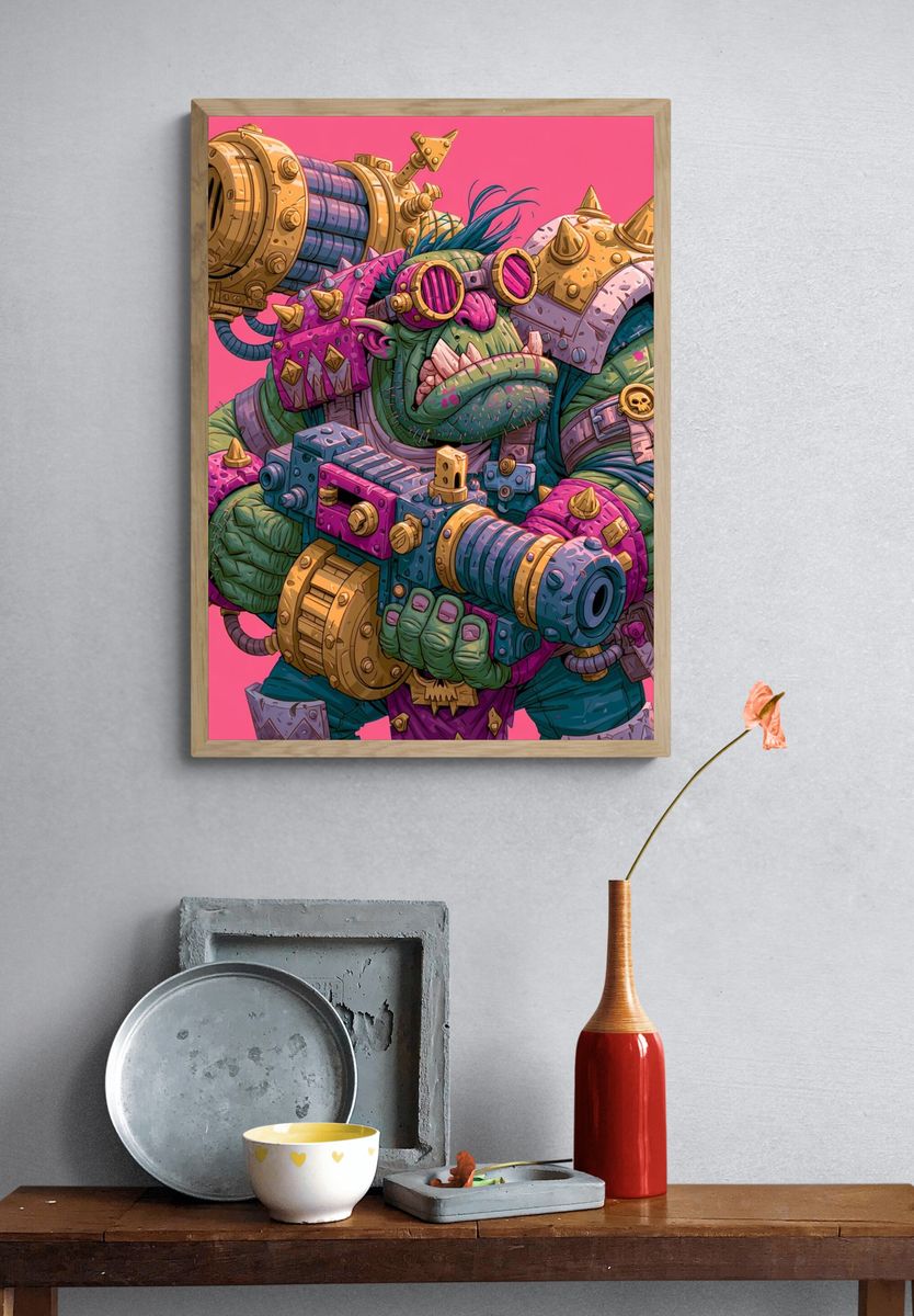 Orc Cyborg Warrior Illustration Poster. — room view 3