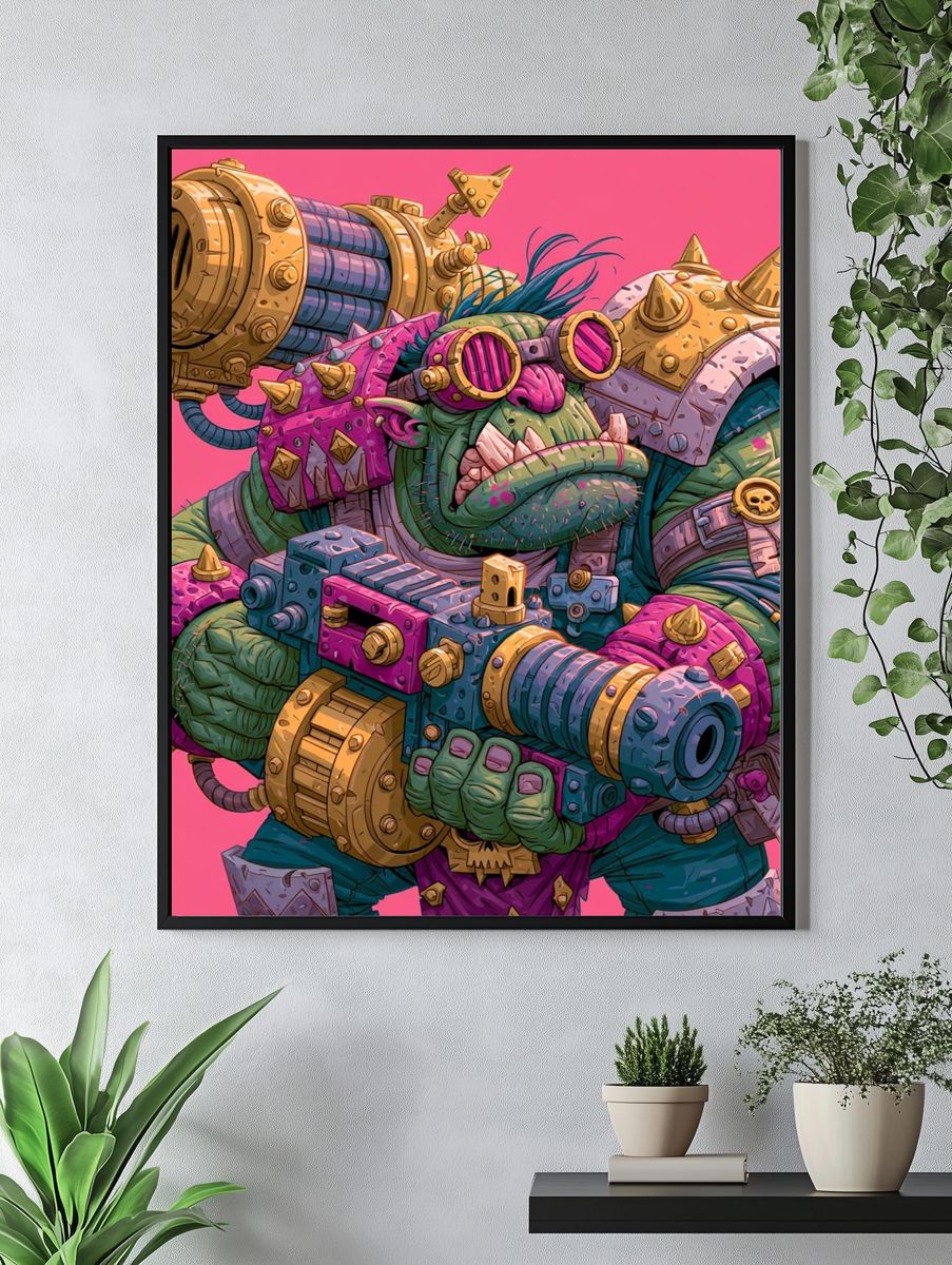 Orc Cyborg Warrior Illustration Poster. — room view 4