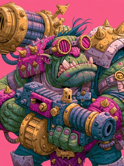 Orc Cyborg Warrior Illustration Poster. poster print