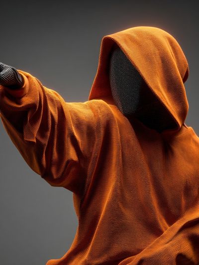 Orange Hooded Figure Digital Art Poster. poster print