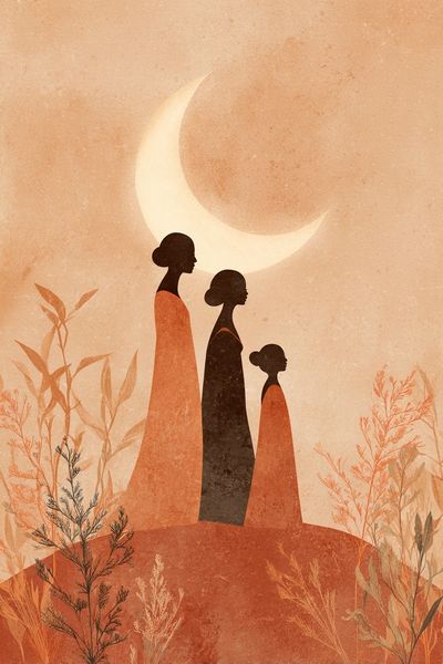 Moonlit Women Silhouette Illustration Poster. poster
