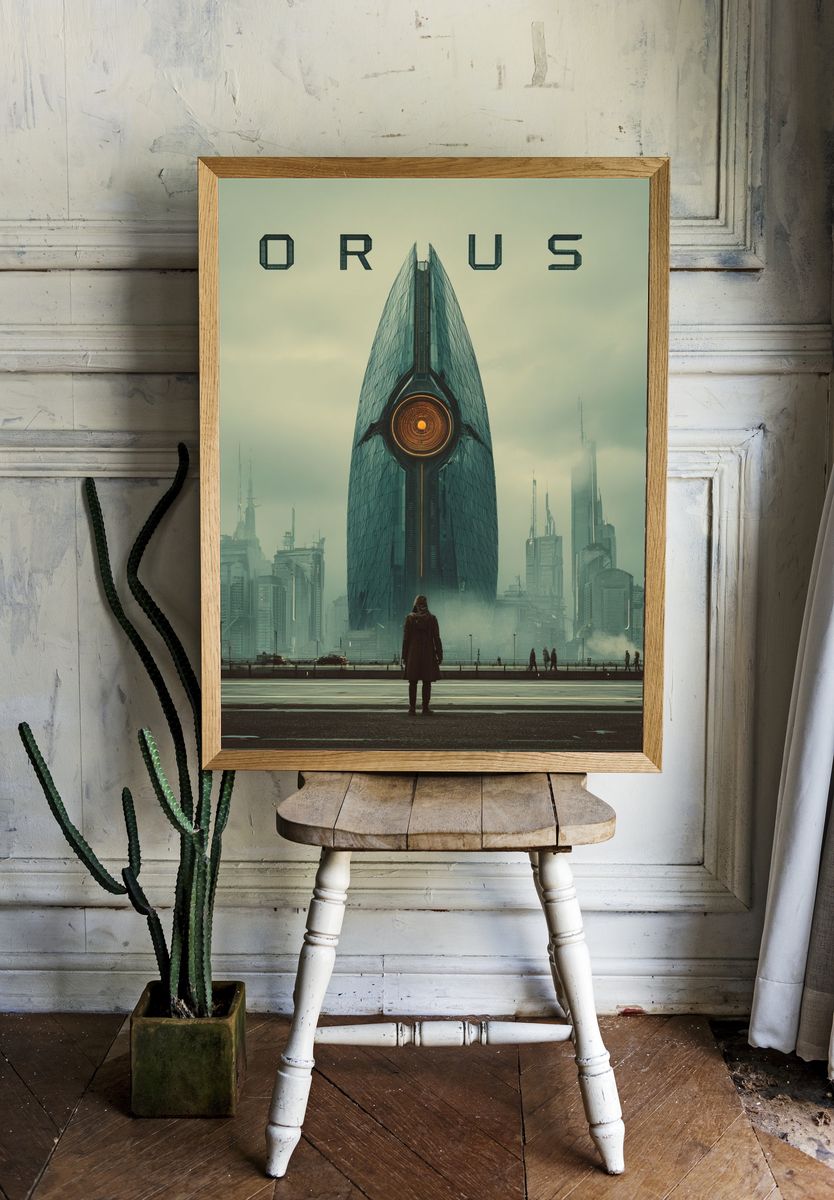 Orus Futuristic Cityscape Poster. — room view 1