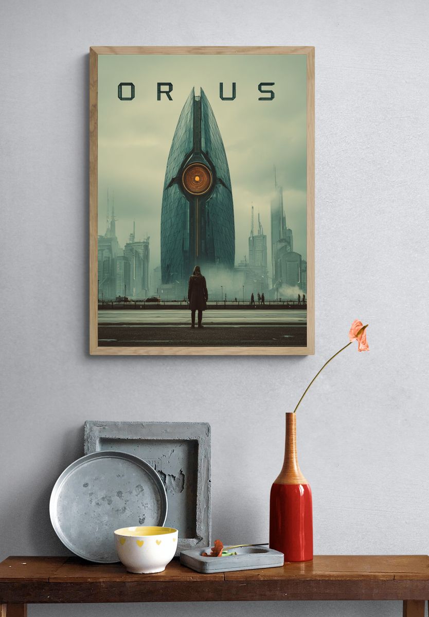Orus Futuristic Cityscape Poster. — room view 3