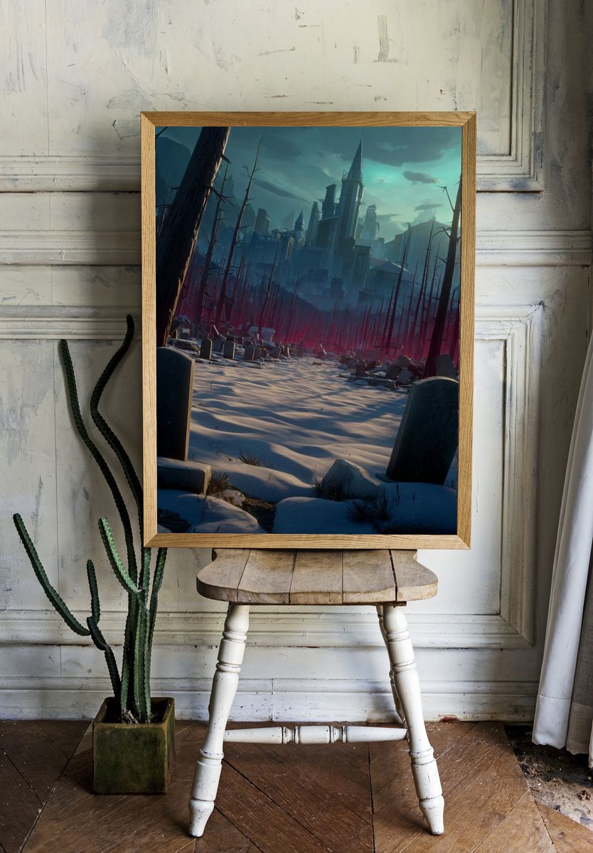 Haunted Cityscape Fantasy Print. — room view 1