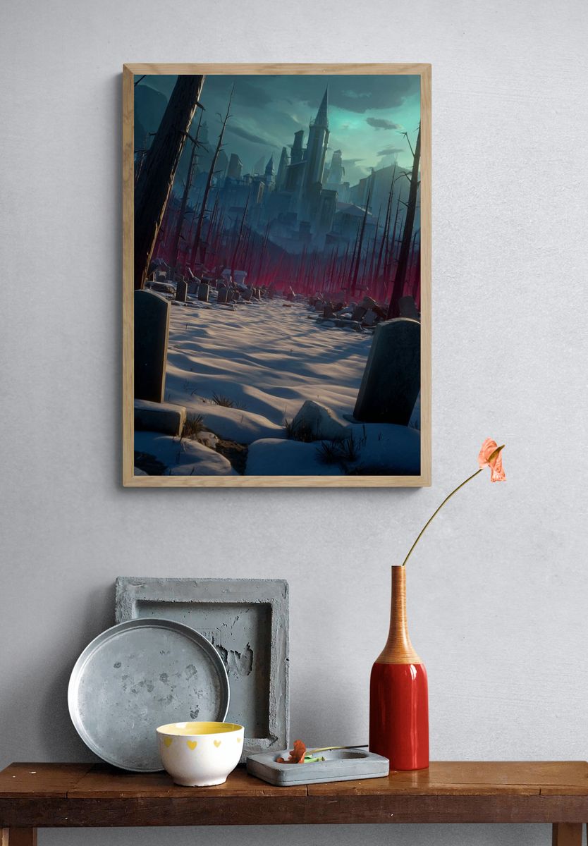 Haunted Cityscape Fantasy Print. — room view 3