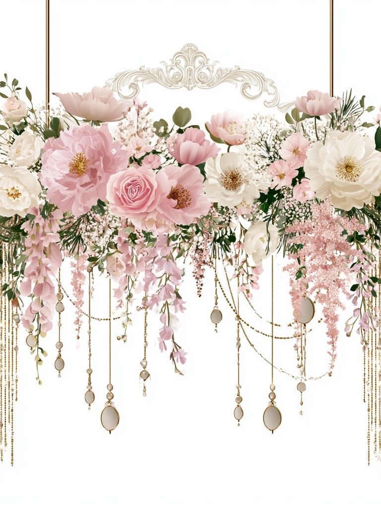 Blush Floral Chandelier Print. poster detail