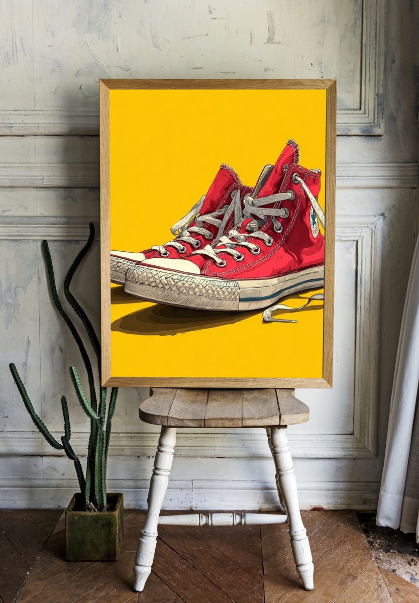 Red Converse Sneakers Pop Art Poster. — room view 1