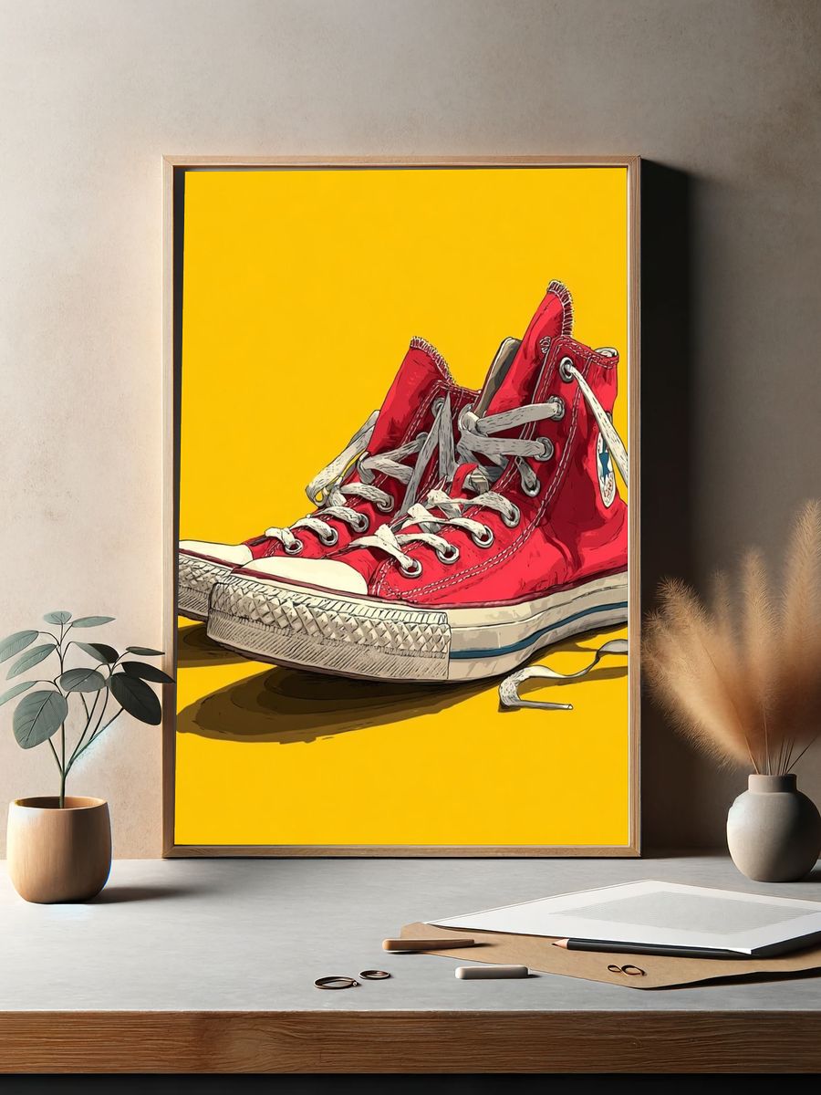 Red Converse Sneakers Pop Art Poster. — room view 2