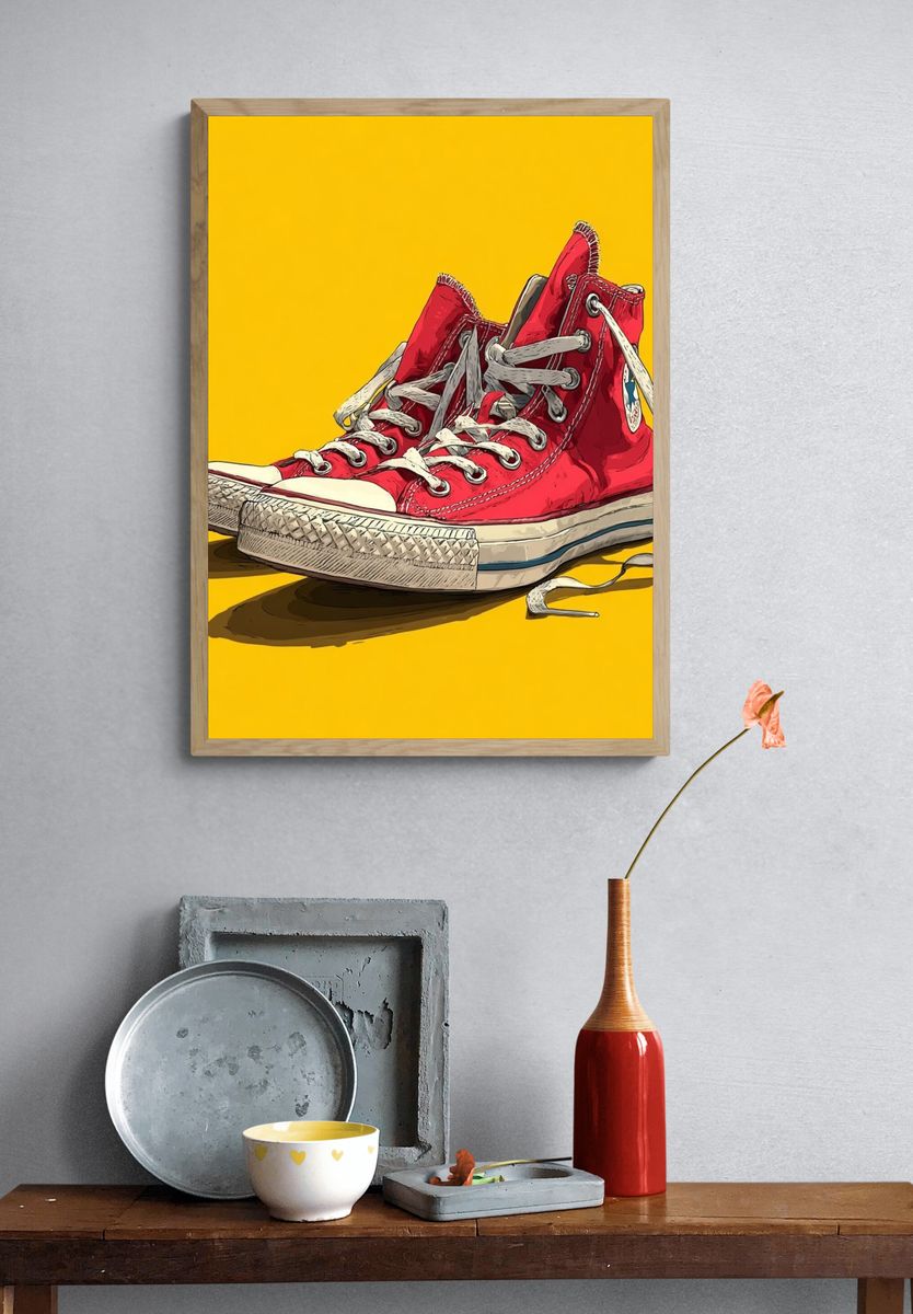 Red Converse Sneakers Pop Art Poster. — room view 3