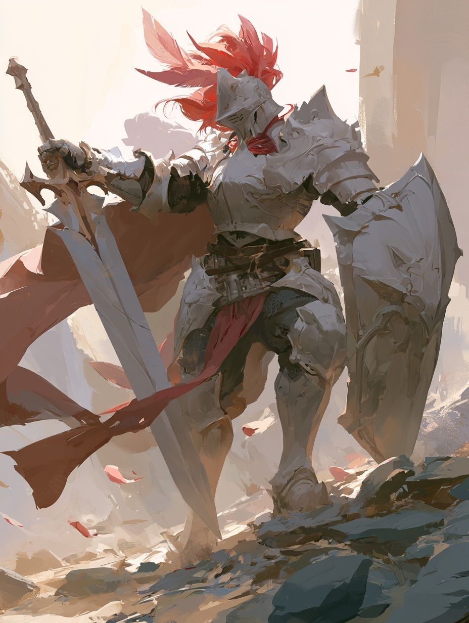 Armored Knight Battle Illustration Poster. poster detail