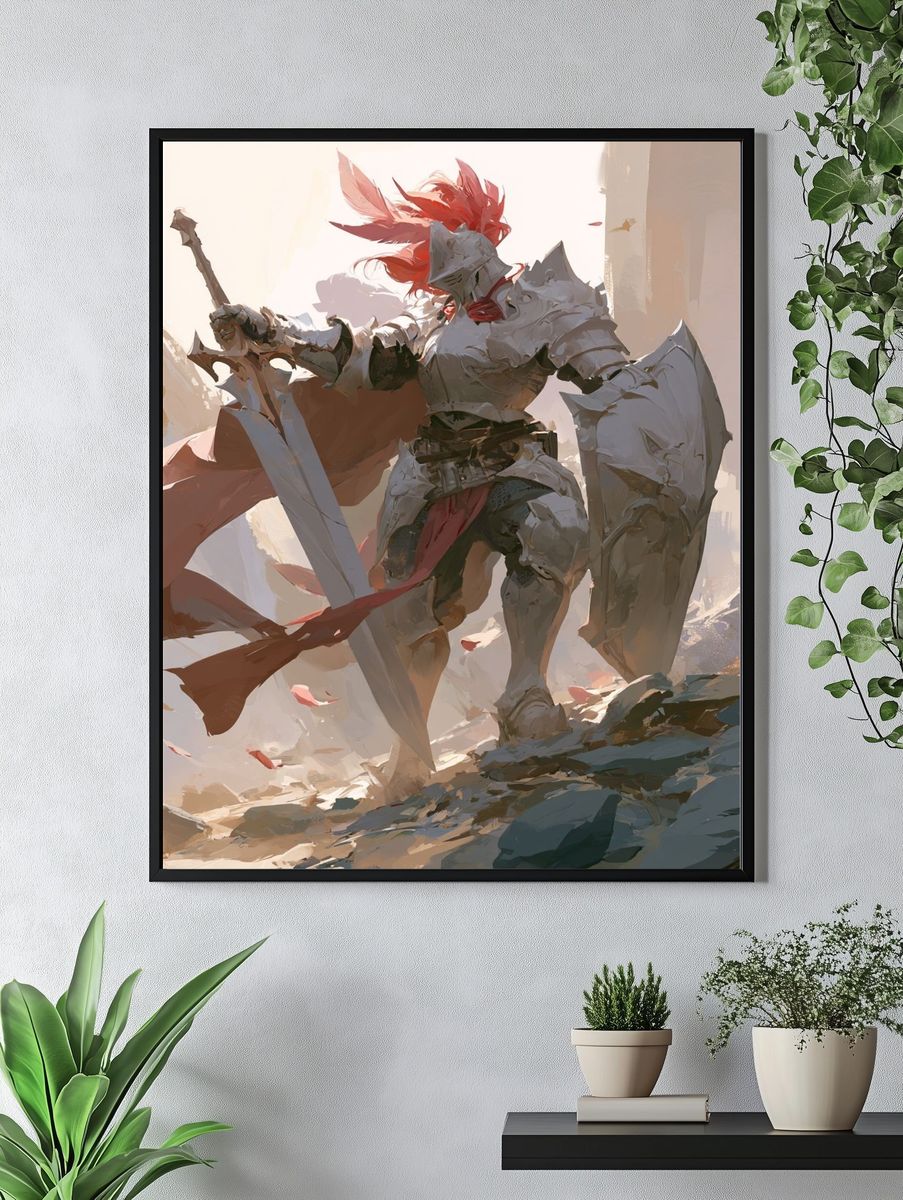 Armored Knight Battle Illustration Poster. — room view 4