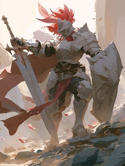 Armored Knight Battle Illustration Poster. poster print