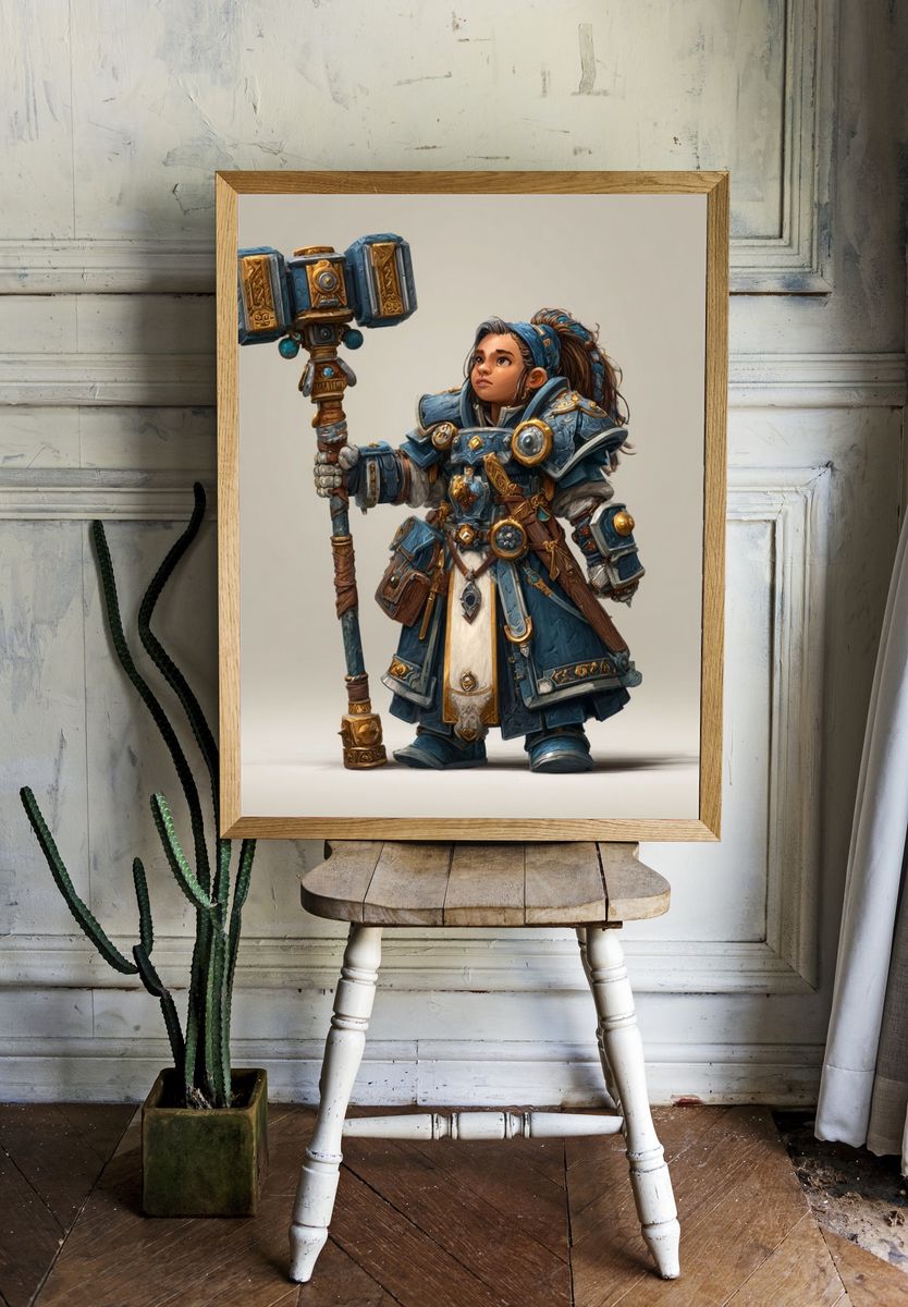 Fantasy Warrior Illustration Poster. — room view 1