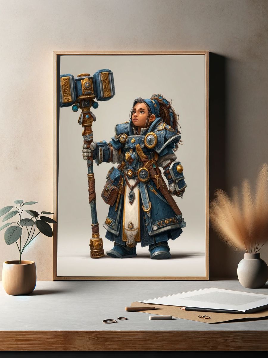 Fantasy Warrior Illustration Poster. — room view 2
