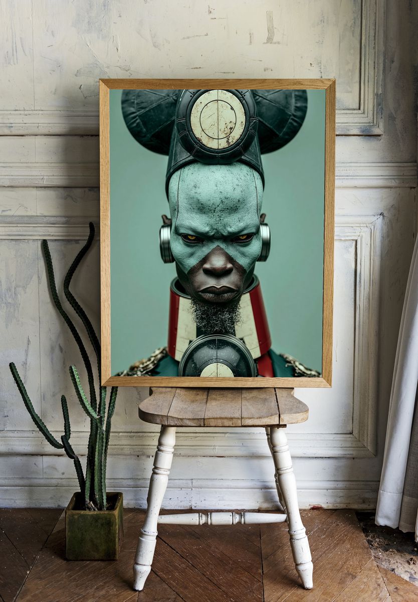 Futuristic Tribal Portrait Print. — room view 1