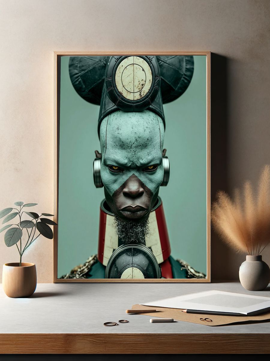 Futuristic Tribal Portrait Print. — room view 2