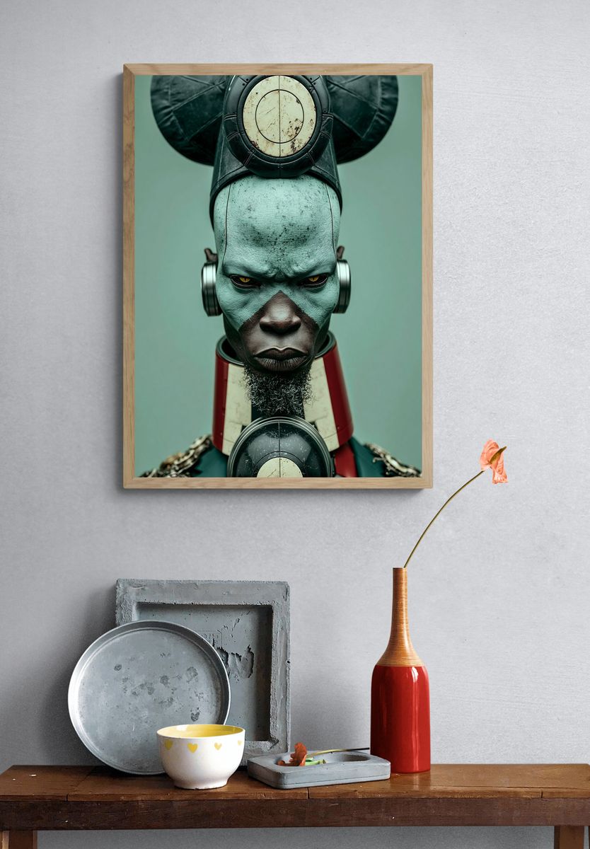 Futuristic Tribal Portrait Print. — room view 3