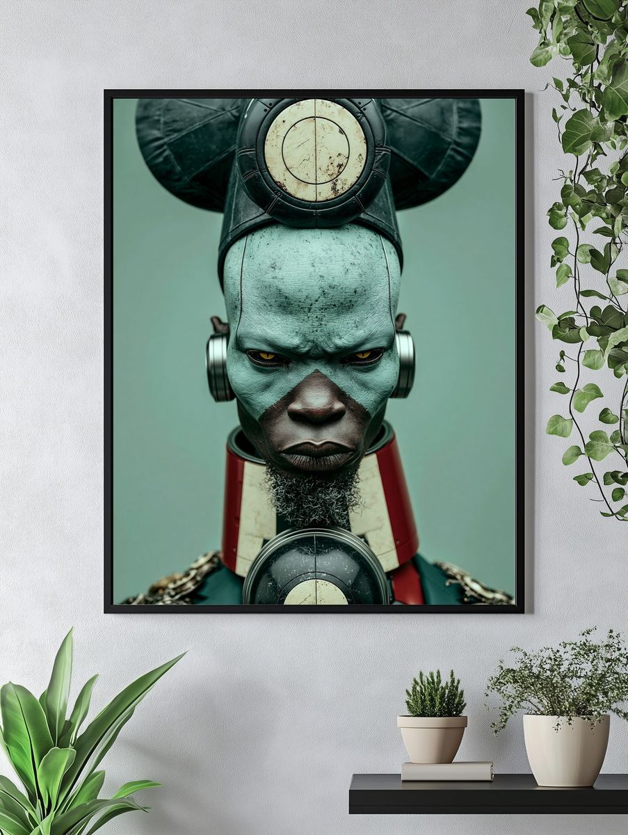 Futuristic Tribal Portrait Print. — room view 4