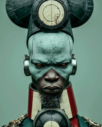 Futuristic Tribal Portrait Print. poster print