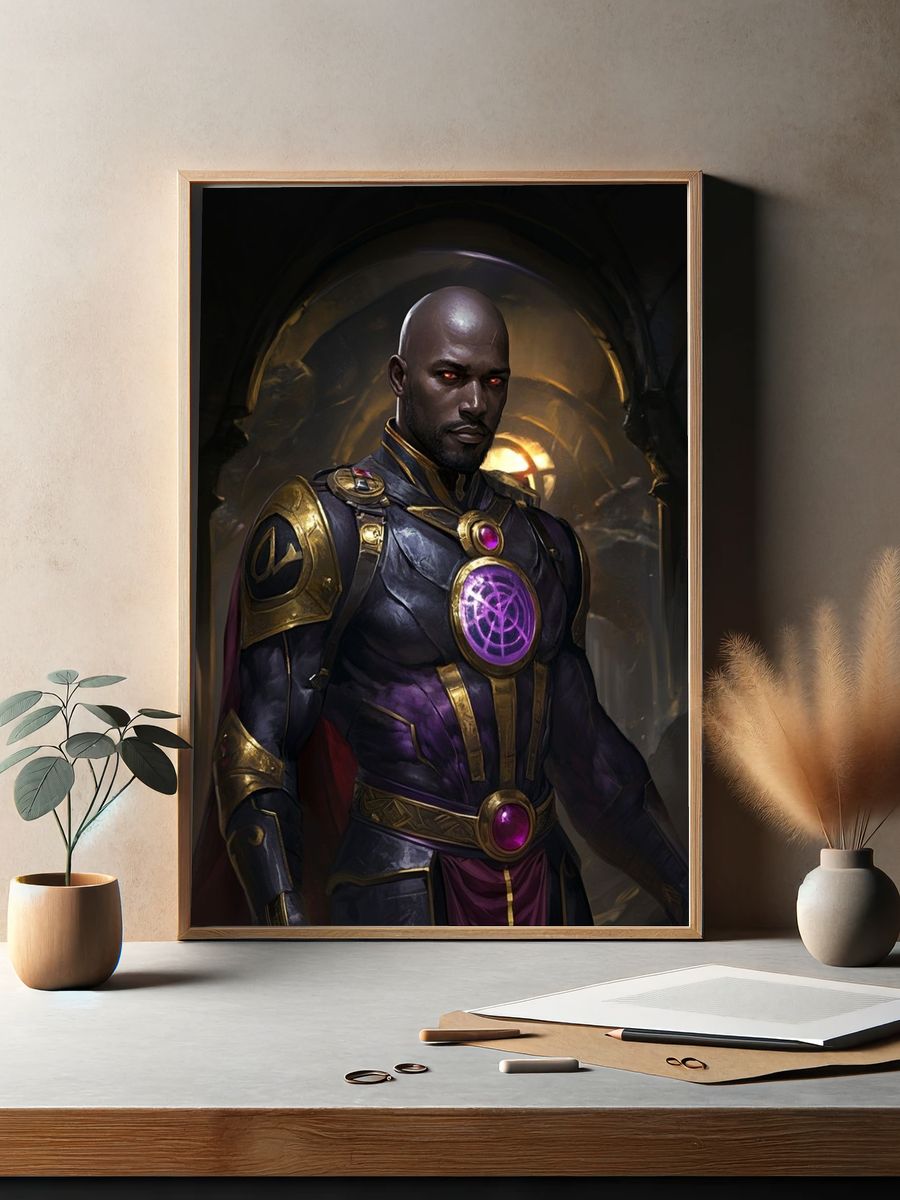 Dark Sorcerer Portrait Print. — room view 2