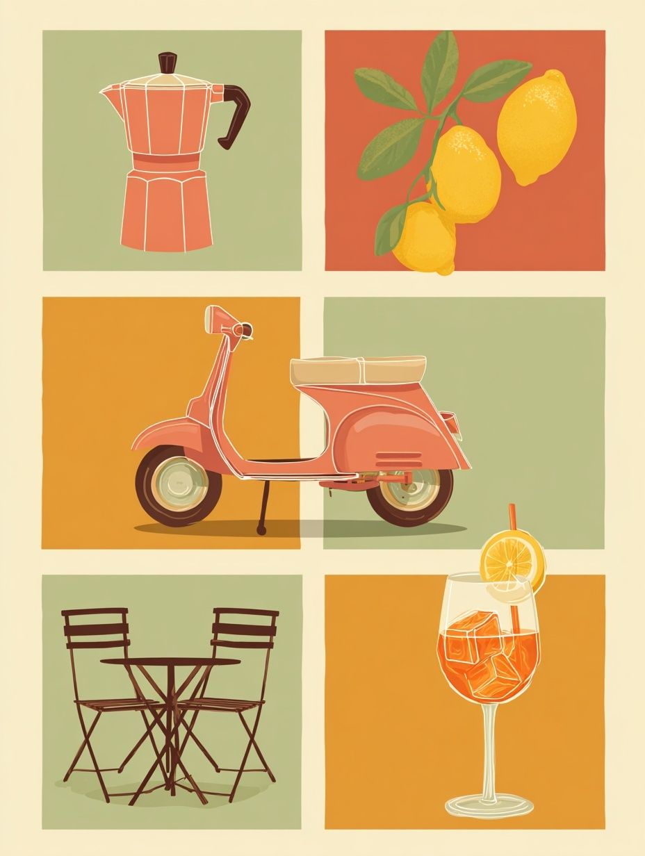 Italian Aperitivo Illustration Poster. poster detail