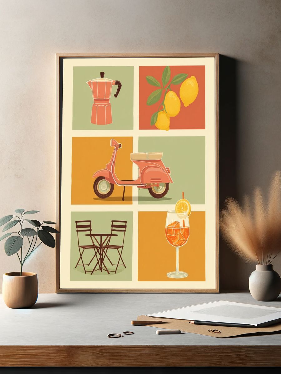 Italian Aperitivo Illustration Poster. — room view 2