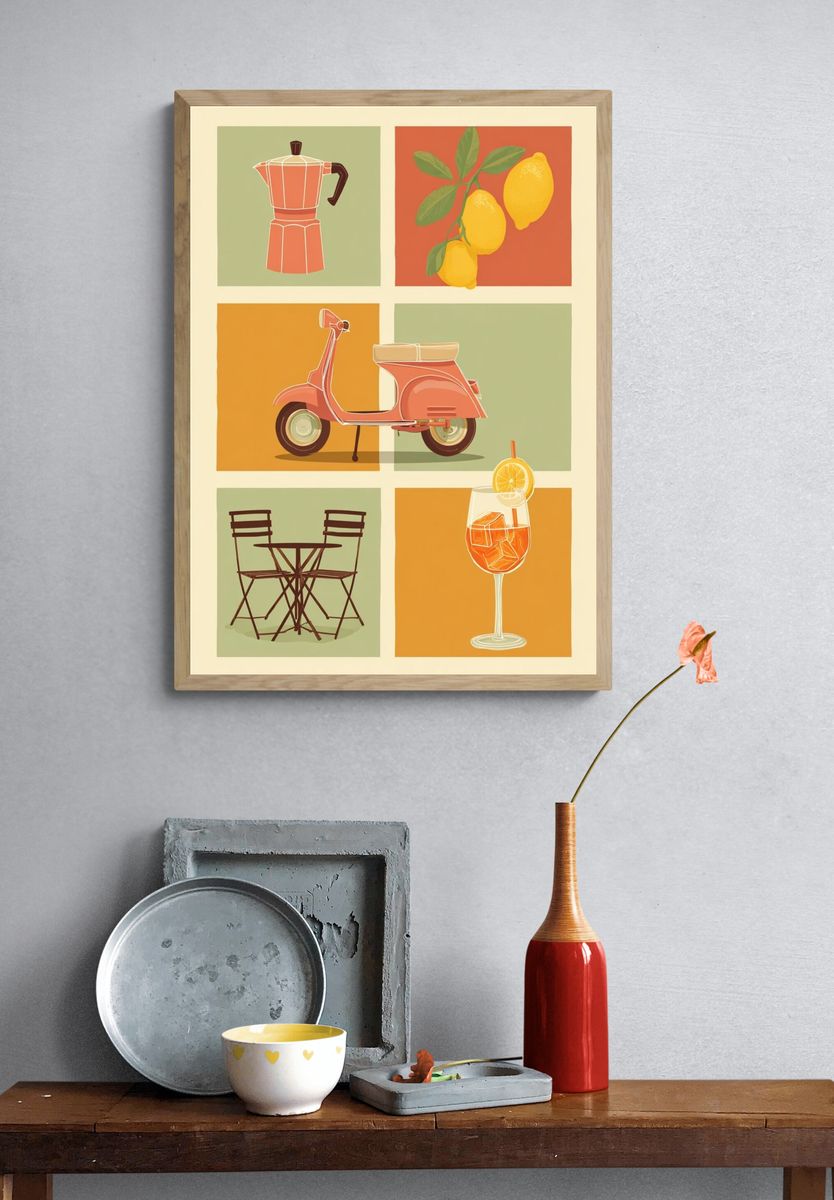 Italian Aperitivo Illustration Poster. — room view 3