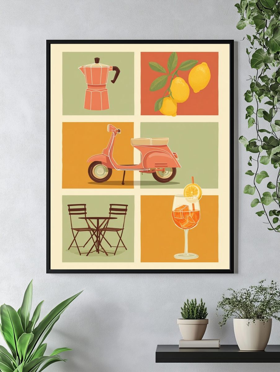 Italian Aperitivo Illustration Poster. — room view 4