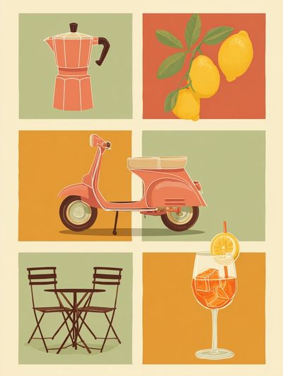 Italian Aperitivo Illustration Poster. poster