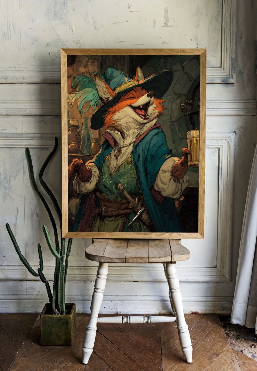Fox Tavern Illustration Poster. — room view 1