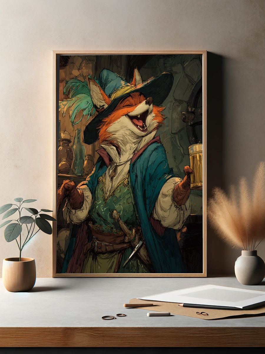 Fox Tavern Illustration Poster. — room view 2