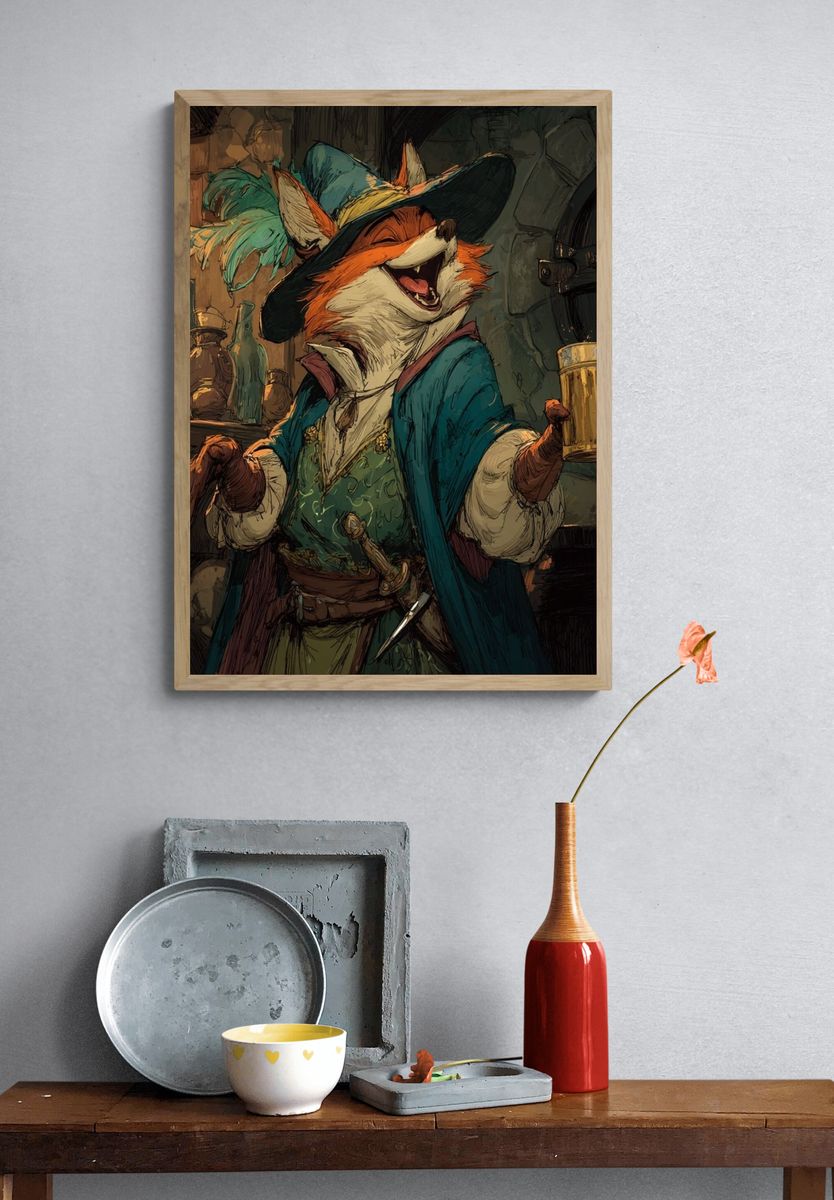 Fox Tavern Illustration Poster. — room view 3