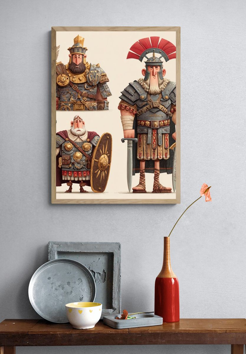 Roman Warriors Illustration Poster. — room view 3