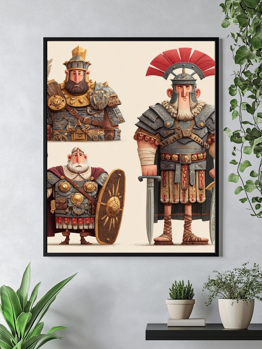 Roman Warriors Illustration Poster. — room view 4
