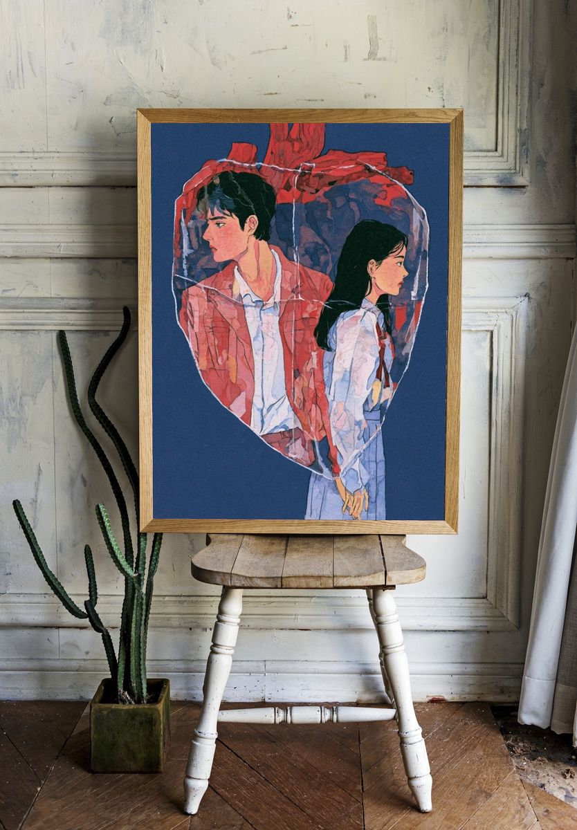 Heart Portrait Illustration Poster. — room view 1