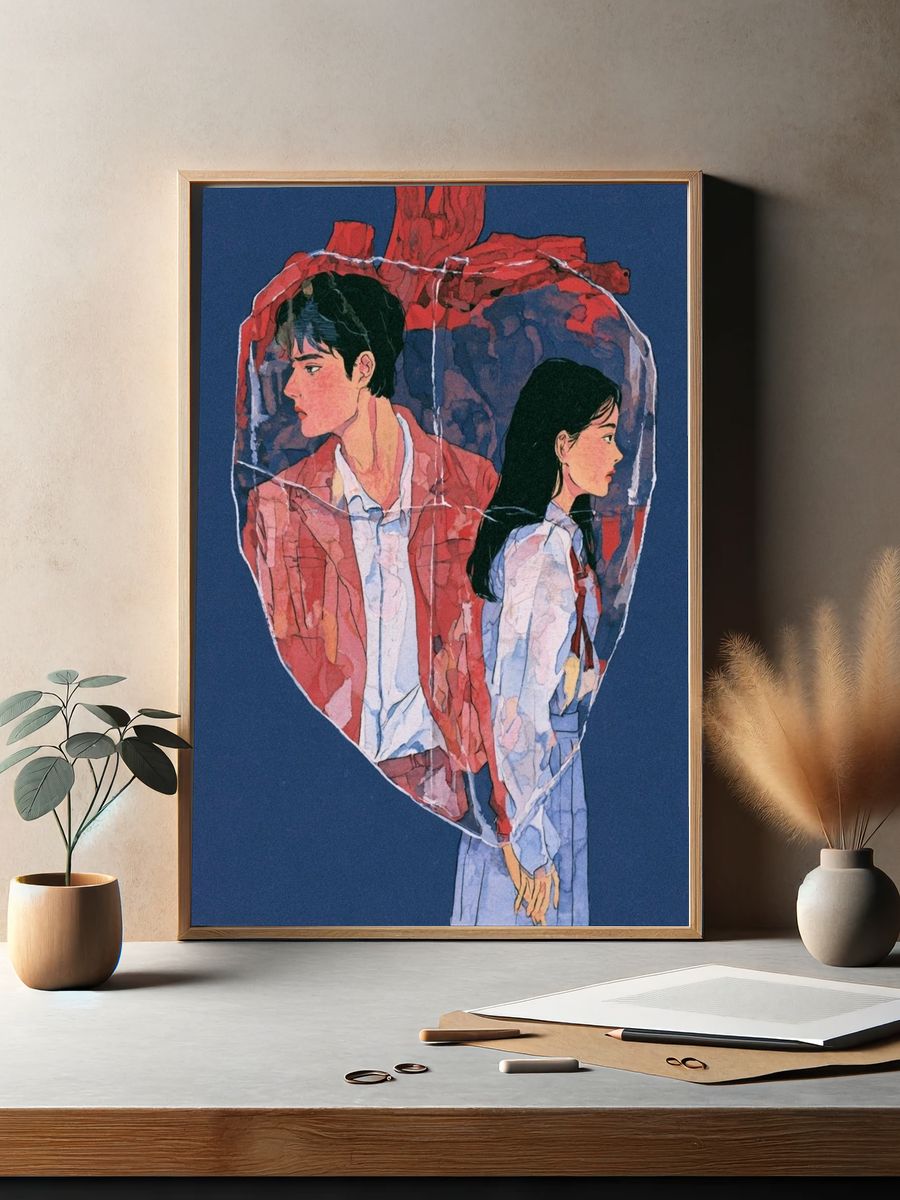 Heart Portrait Illustration Poster. — room view 2