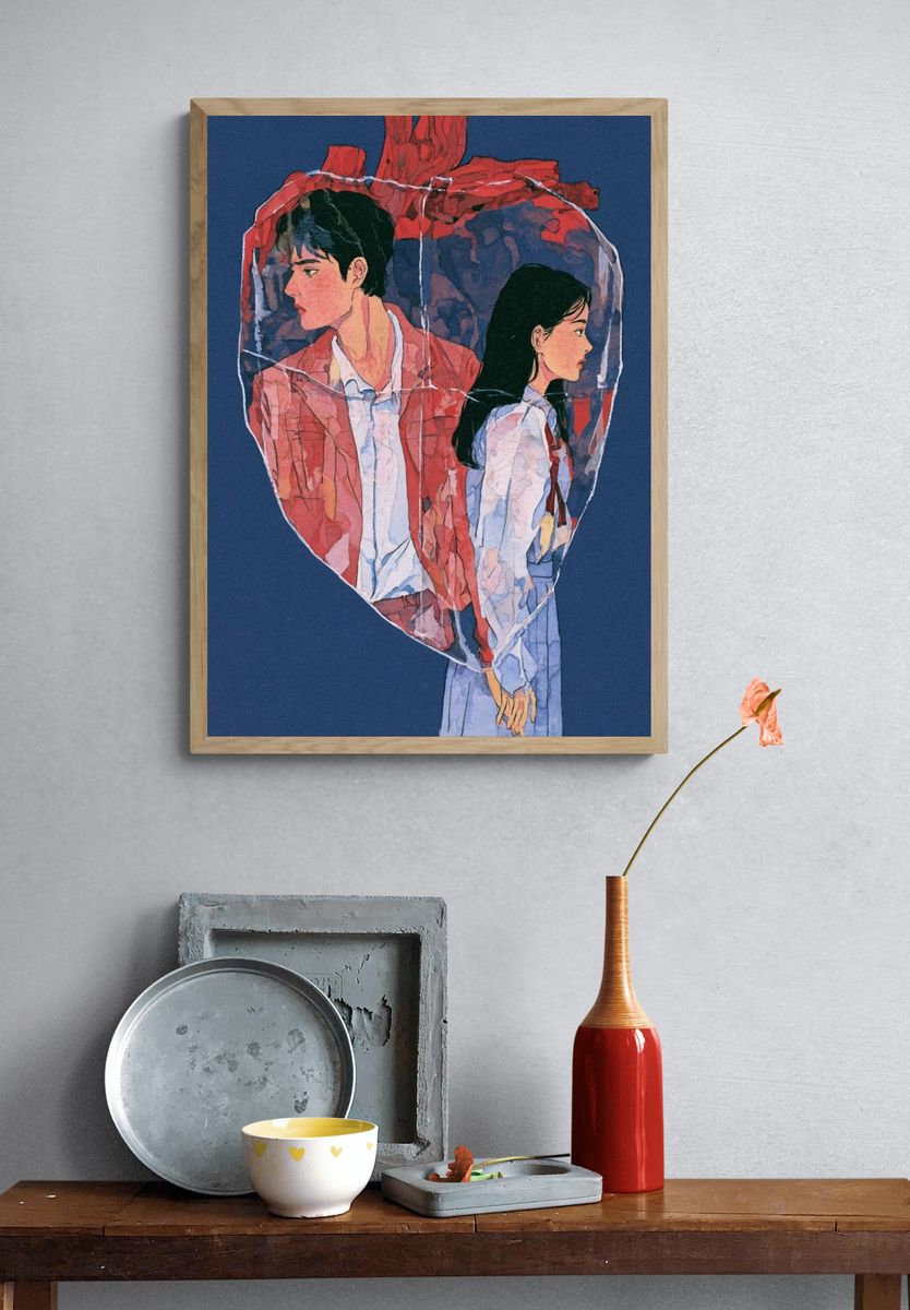 Heart Portrait Illustration Poster. — room view 3